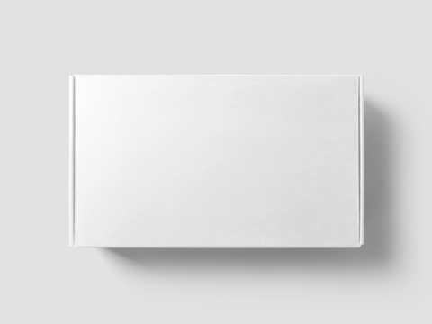 Minimalist white skincare product box packaging, no visible branding or labels