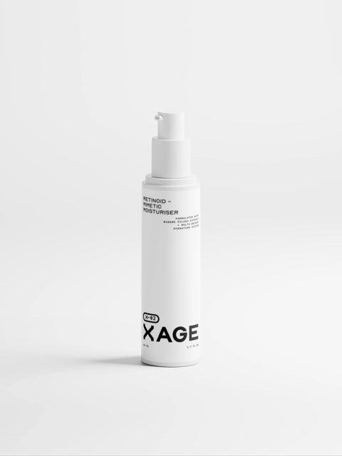 Retinoid-mimetic moisturiser for skin hydration in a white pump bottle packaging